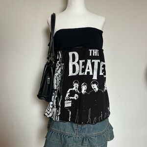 Beatles Black Graphic Strapless Tube Top